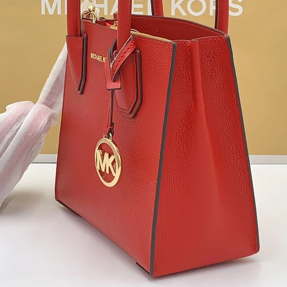 MICHAEL KORS MERCER MEDIUM MESSENGER CROSSBODY BAG FLAME COLOR - Picture 3 of 14